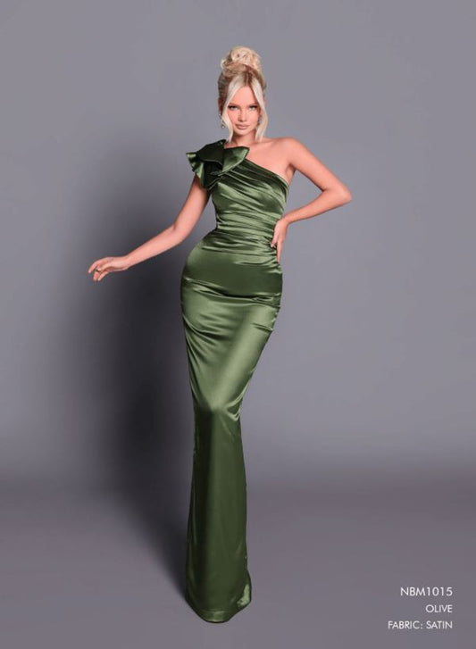 Nicoletta divine satin one shoulder gown