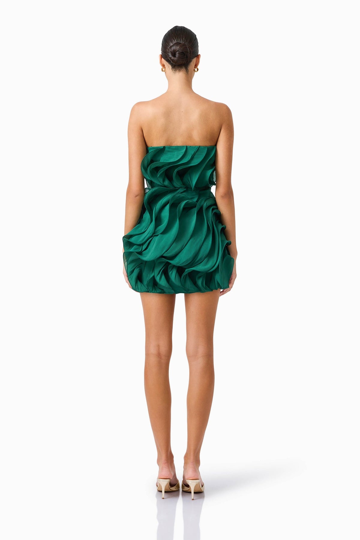Elliatt Eloria Ruffle Mini Dress in Forest Green