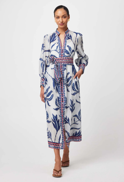 Once Was TIERRA Cotton silk dress in palm Shadow