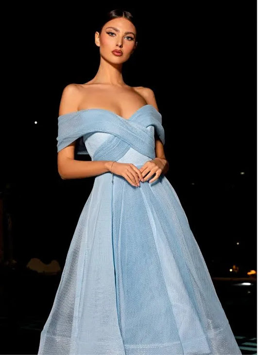 J’Adore Off-the-Shoulder Midi cocktail gown