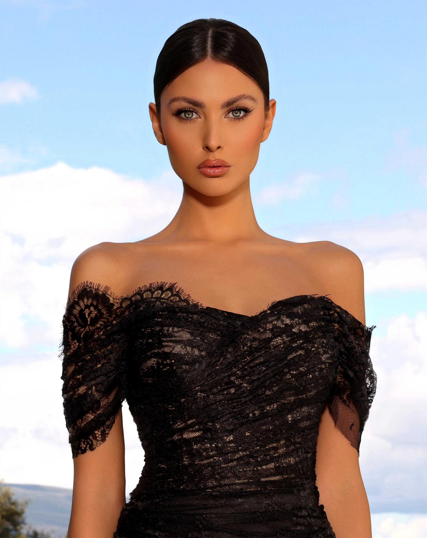 Nicoletta lace off shoulder gown