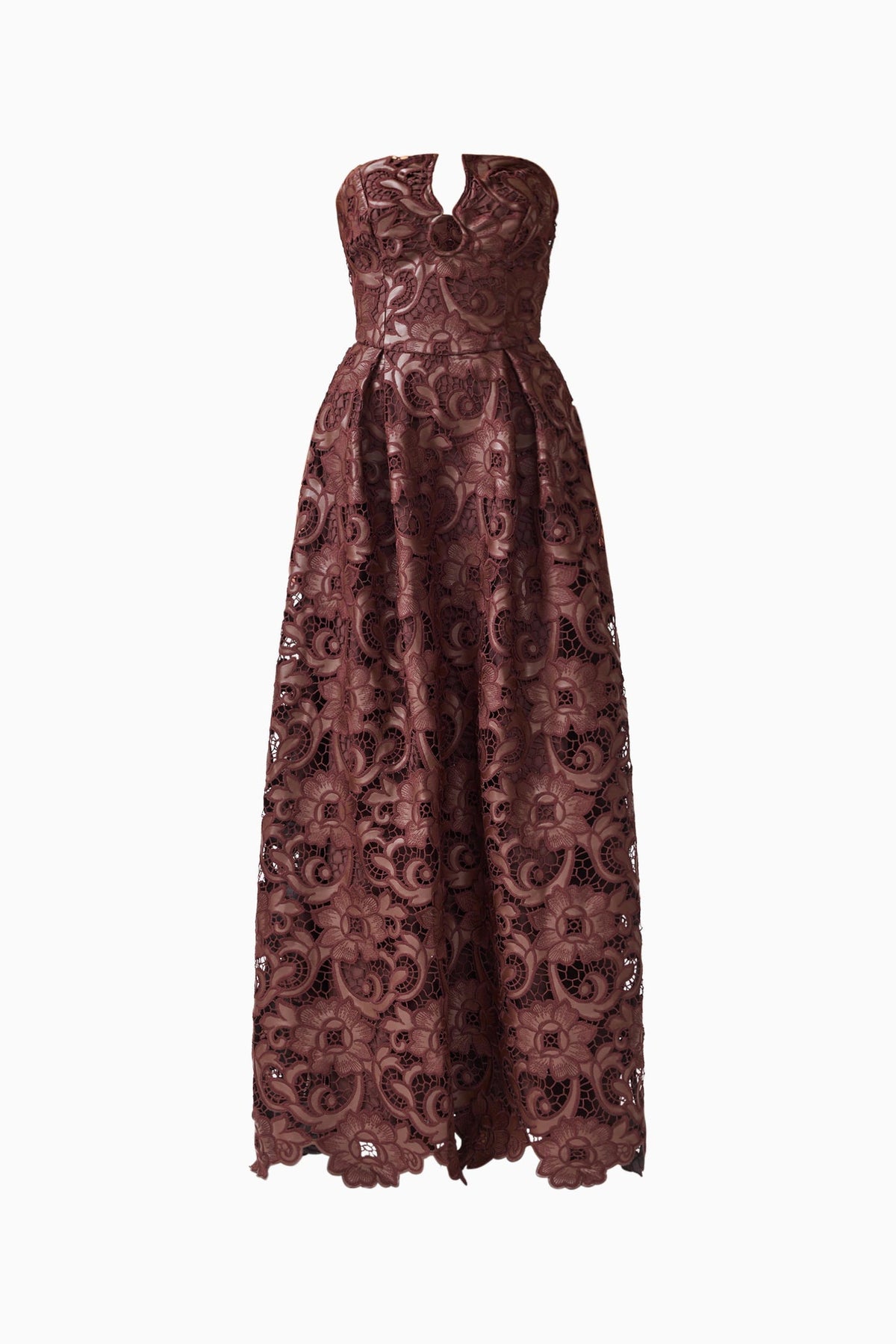 Novelle Sweetheart Maxi Dress in Chocolate Brown