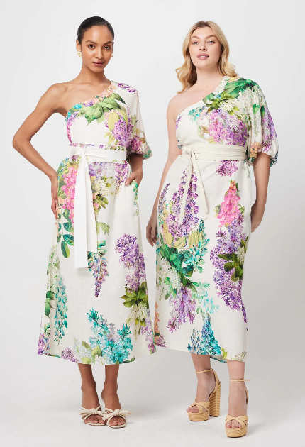 Once Was BAHIA LINEN VISCOSE DRESS IN WISTERIA ALBA