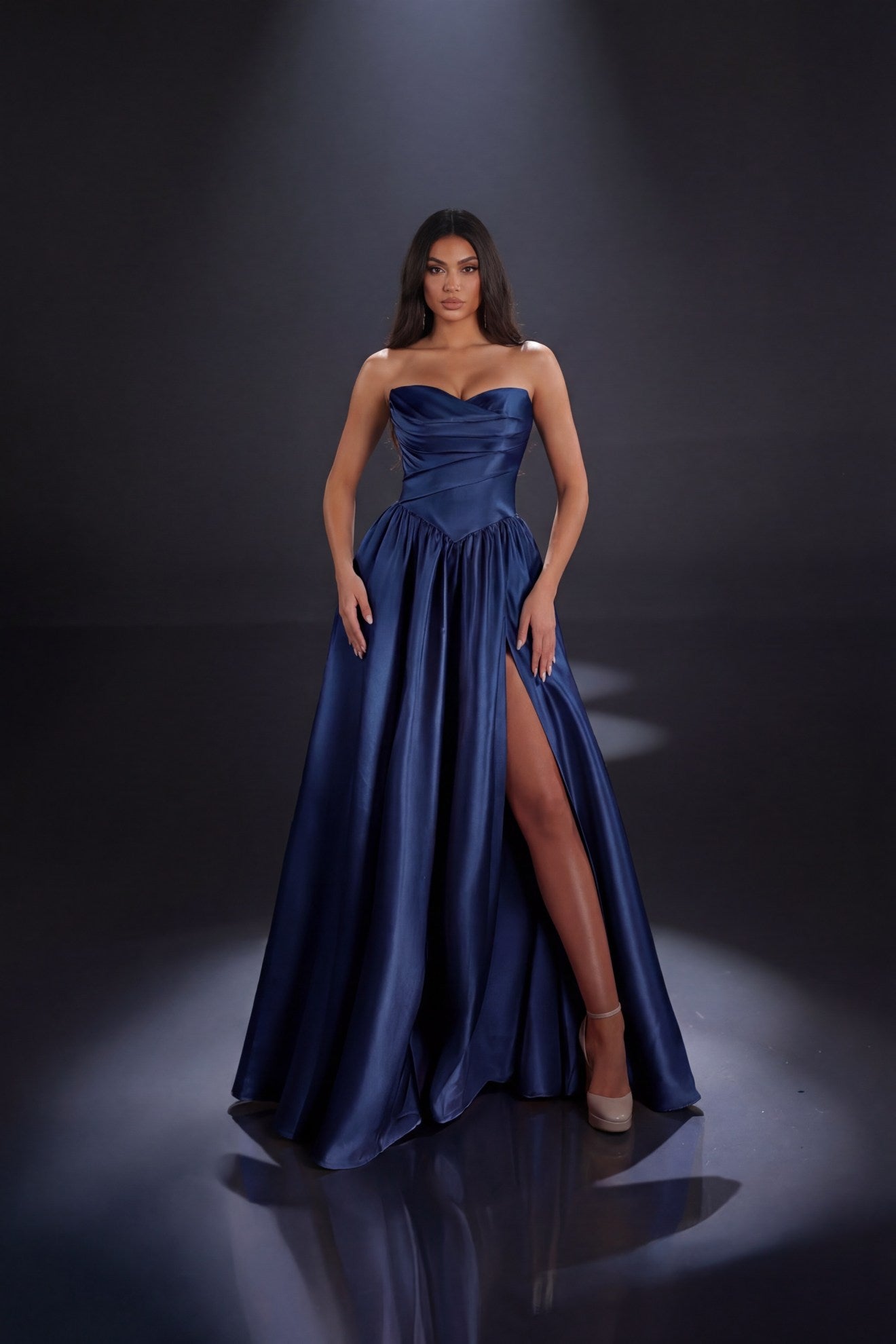 Nicoletta strapless mikado satin gala gown