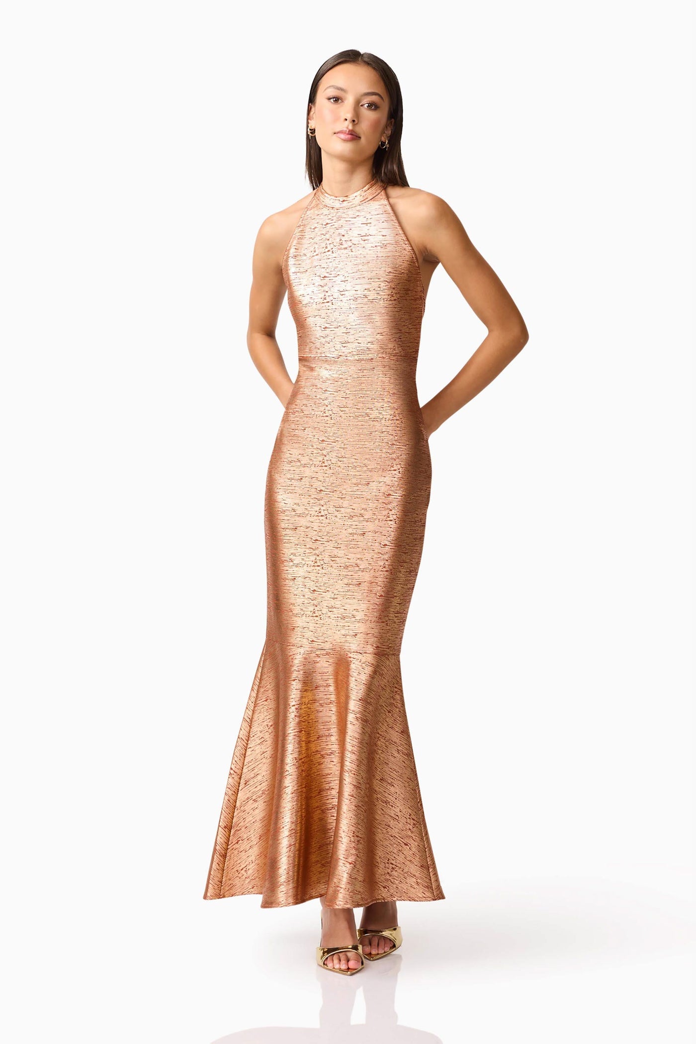 Elliatt Rhian halter Rust bandage midi