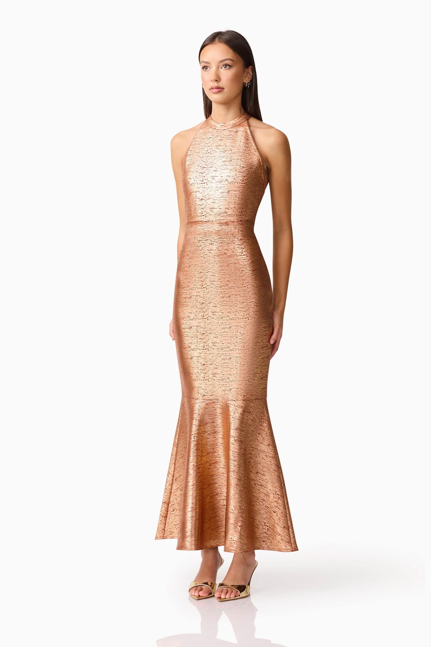 Elliatt Rhian halter Rust bandage midi