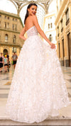 Nicoletta lace Strapless A-Line Gown with Floral Appliqué