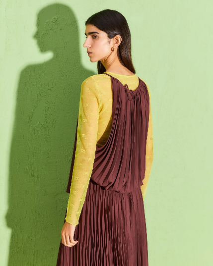 Beatrice B pleated top in heavy georgette