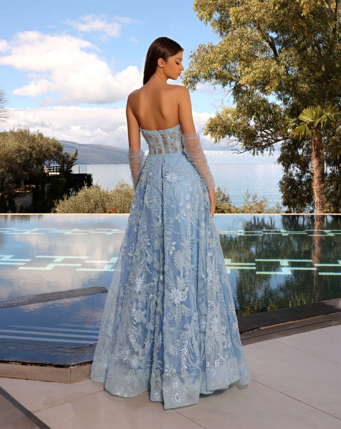 Nicoletta full skirt beaded gown