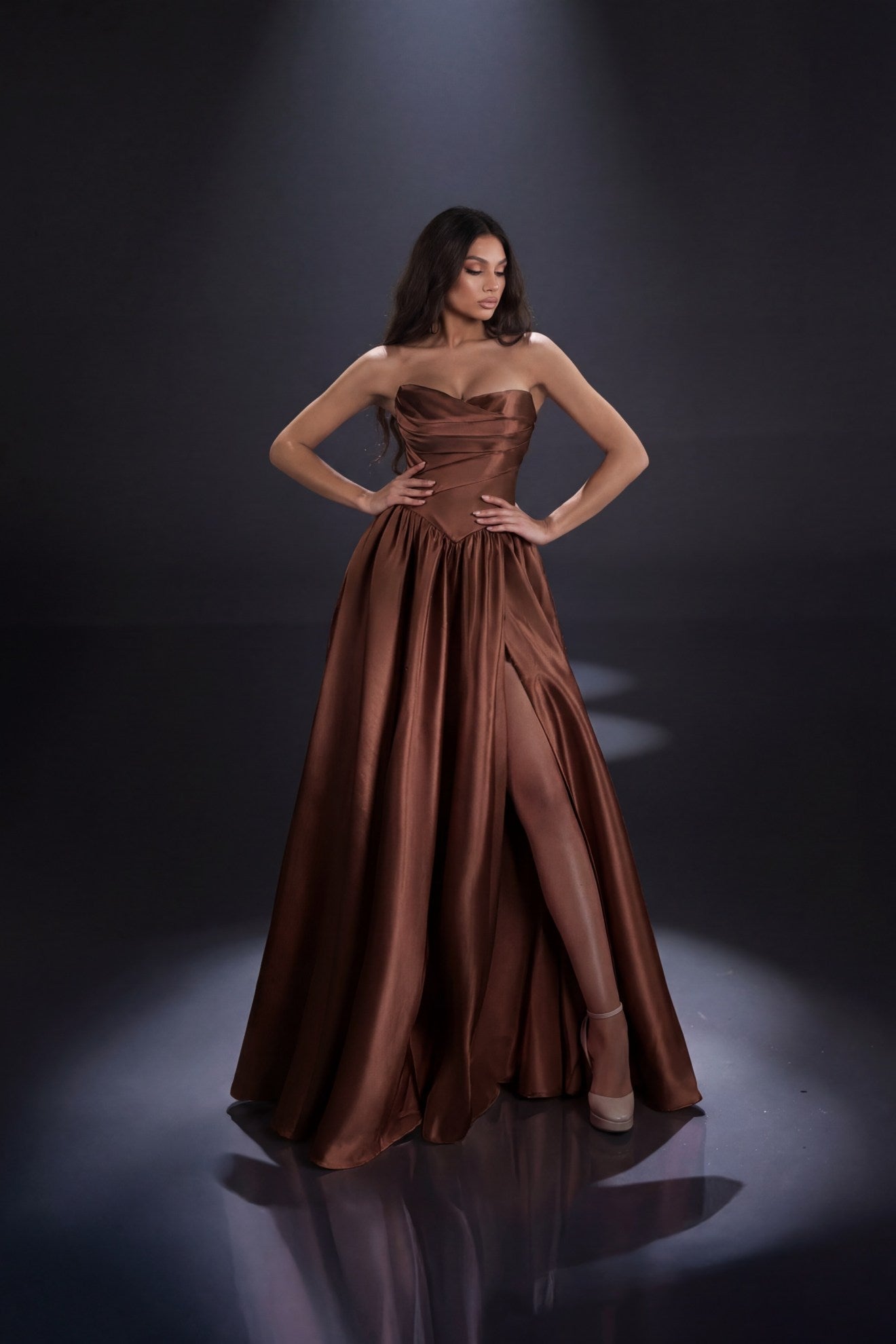 Nicoletta strapless mikado satin gala gown