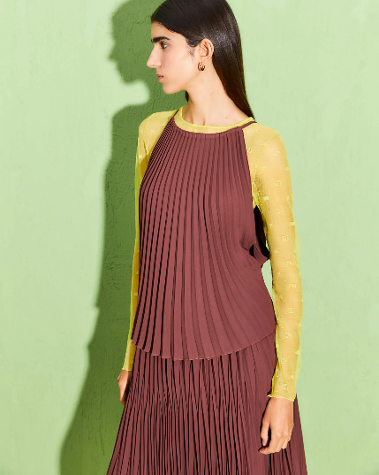 Beatrice B pleated top in heavy georgette
