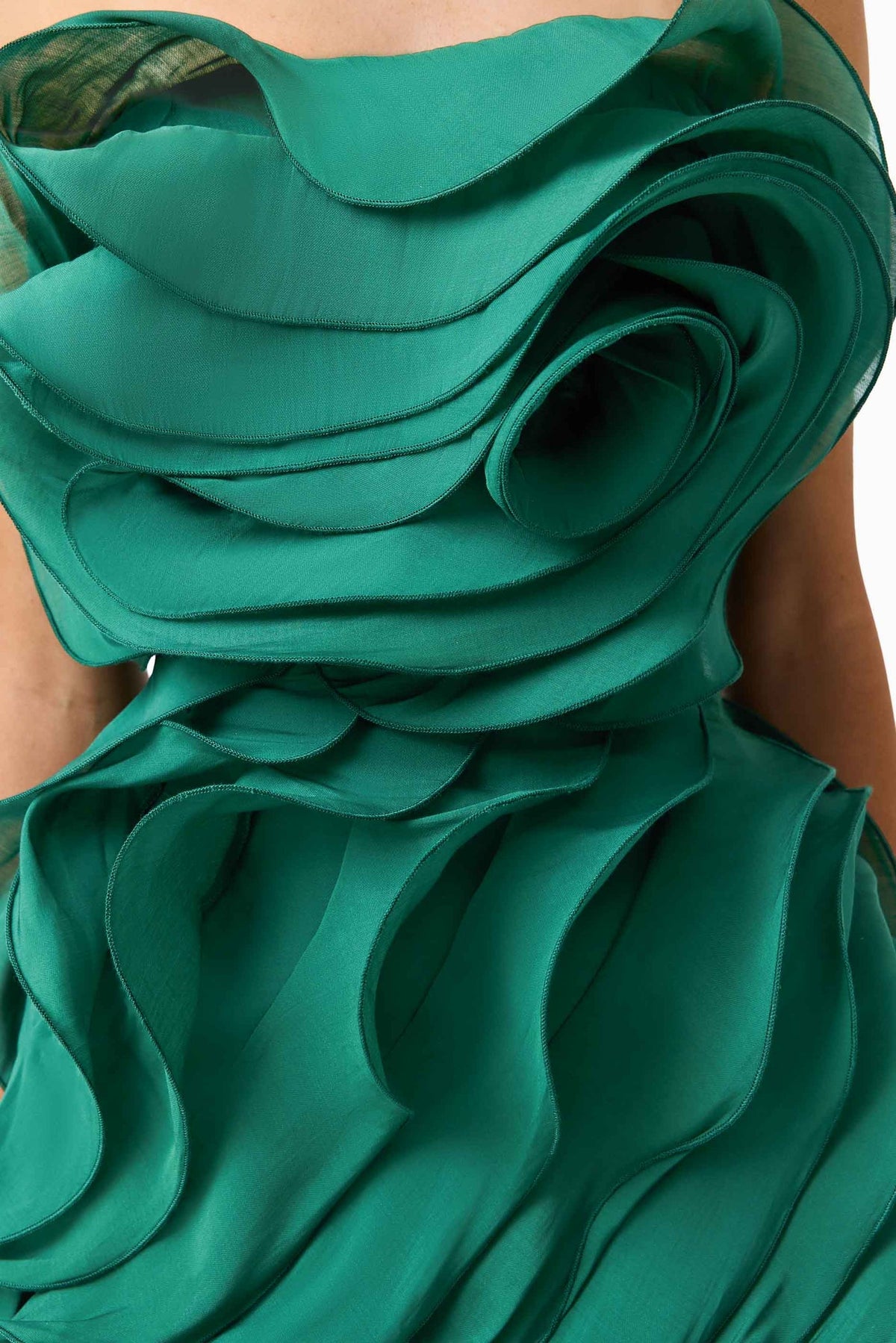 Elliatt Eloria Ruffle Mini Dress in Forest Green