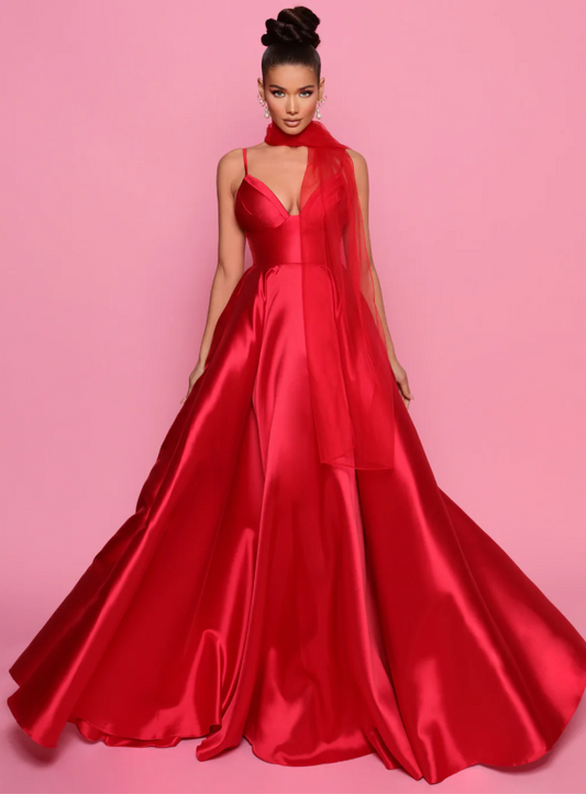 NICOLETTA MIKADO SATIN GOWN - COBALT