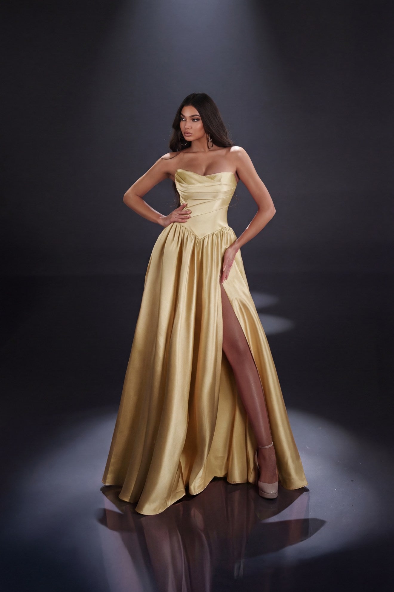 Nicoletta strapless mikado satin gala gown