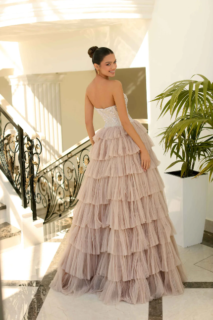Nicoletta Sequin Beaded Corset Ball Gown
