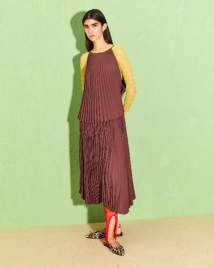 Beatrice B pleated heavy georgette full skirt