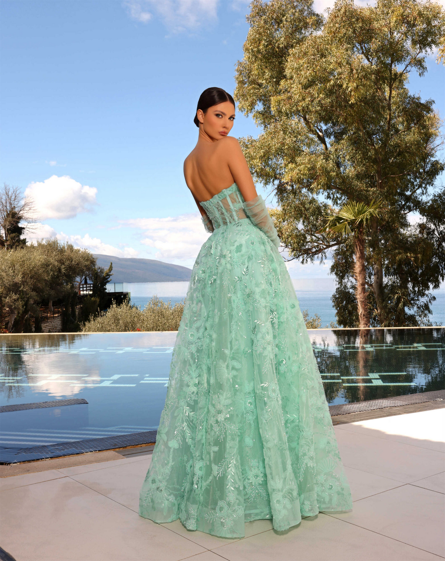 Nicoletta full skirt beaded gown