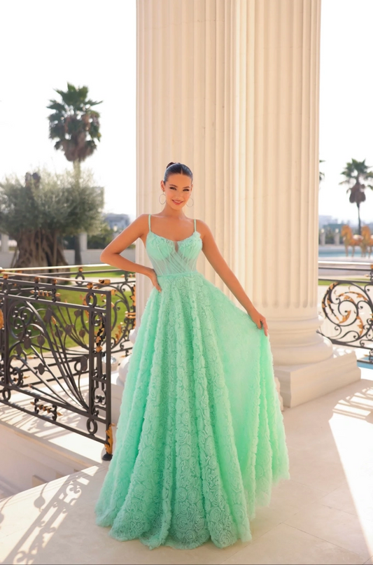 Tina Holly 3D rose tulle gala ball gown