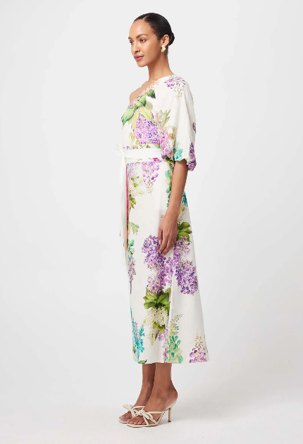 Once Was BAHIA LINEN VISCOSE DRESS IN WISTERIA ALBA