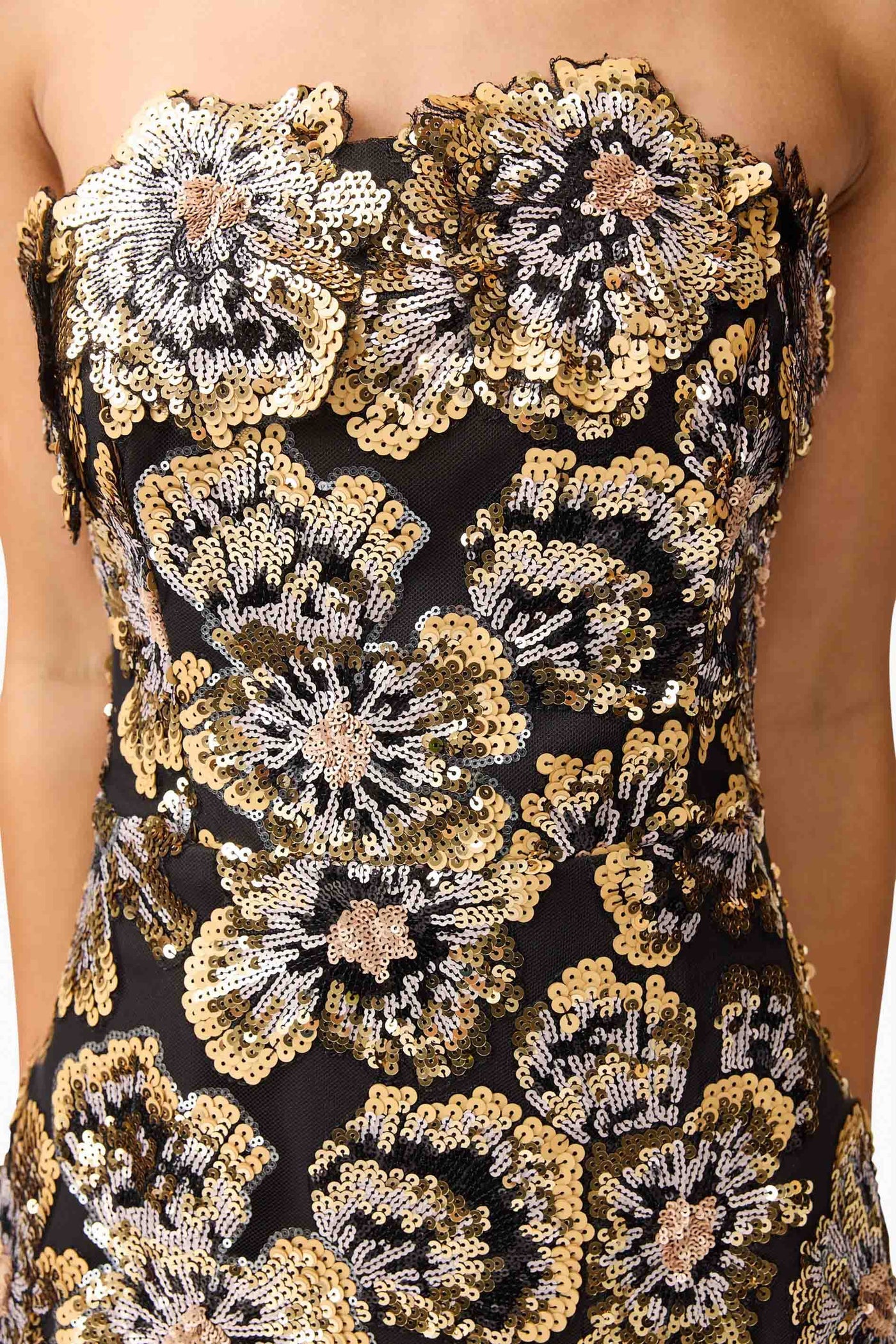 Elliatt Celeste gown black and gold sequins