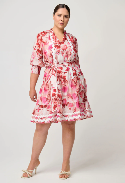 Once Was SANIBEL COTTON SILK DRESS IN FLAMINGO FLOWER