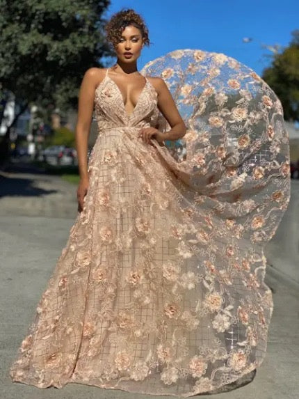 J’Adore limited edition 3D lace full length gown