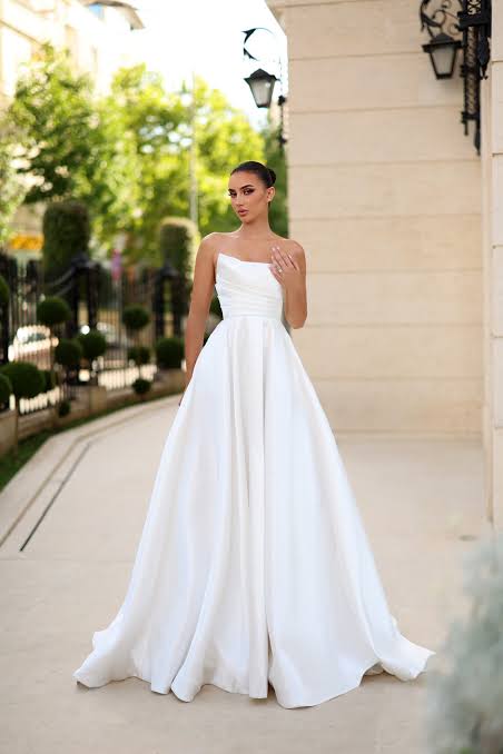 Tina Holly stunning mikado satin full skirt white gown