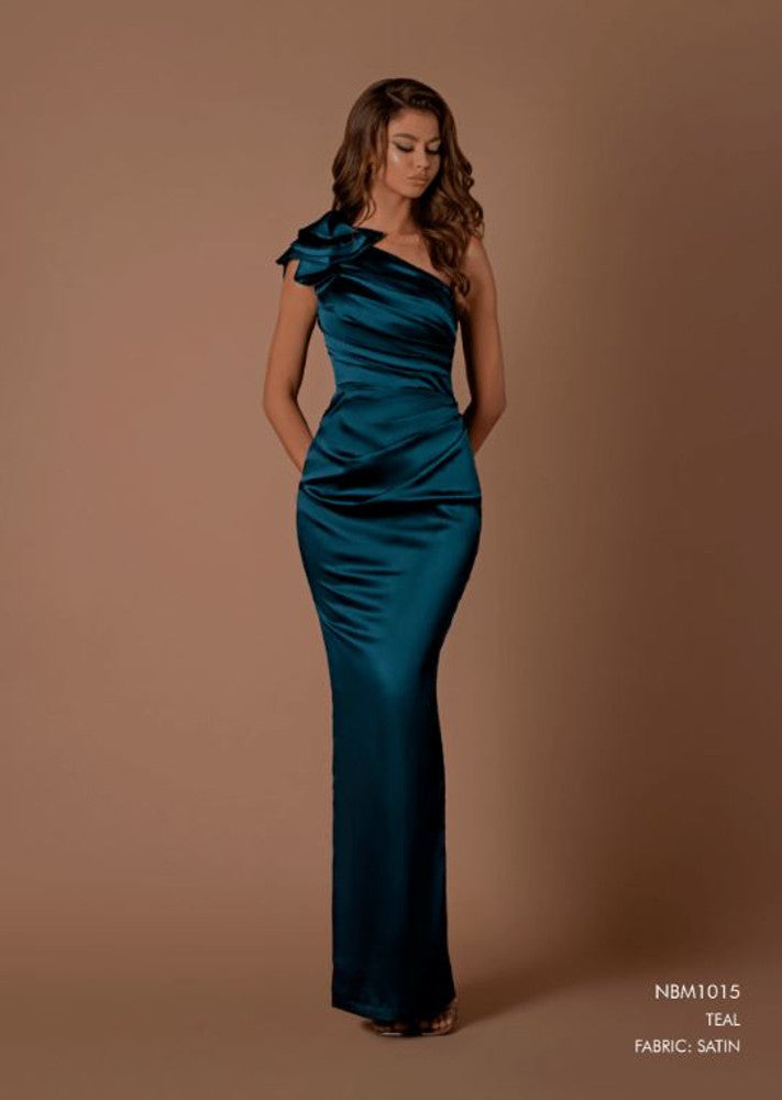 Nicoletta divine satin one shoulder gown