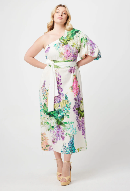 Once Was BAHIA LINEN VISCOSE DRESS IN WISTERIA ALBA