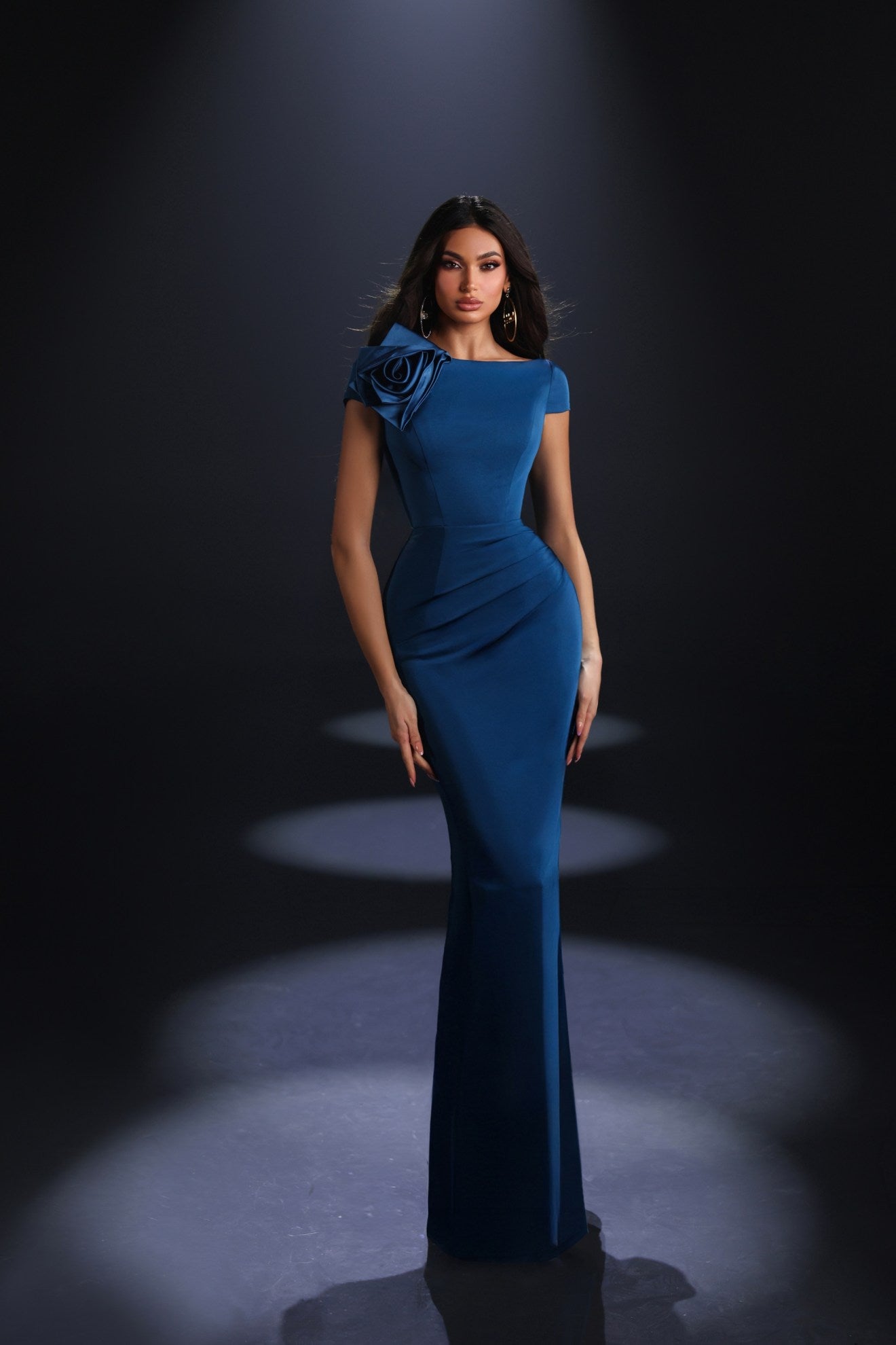 Nicoletta high neck short sleeve fitted ball gown