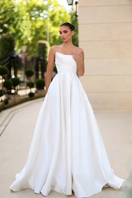 Tina Holly stunning mikado satin full skirt white gown