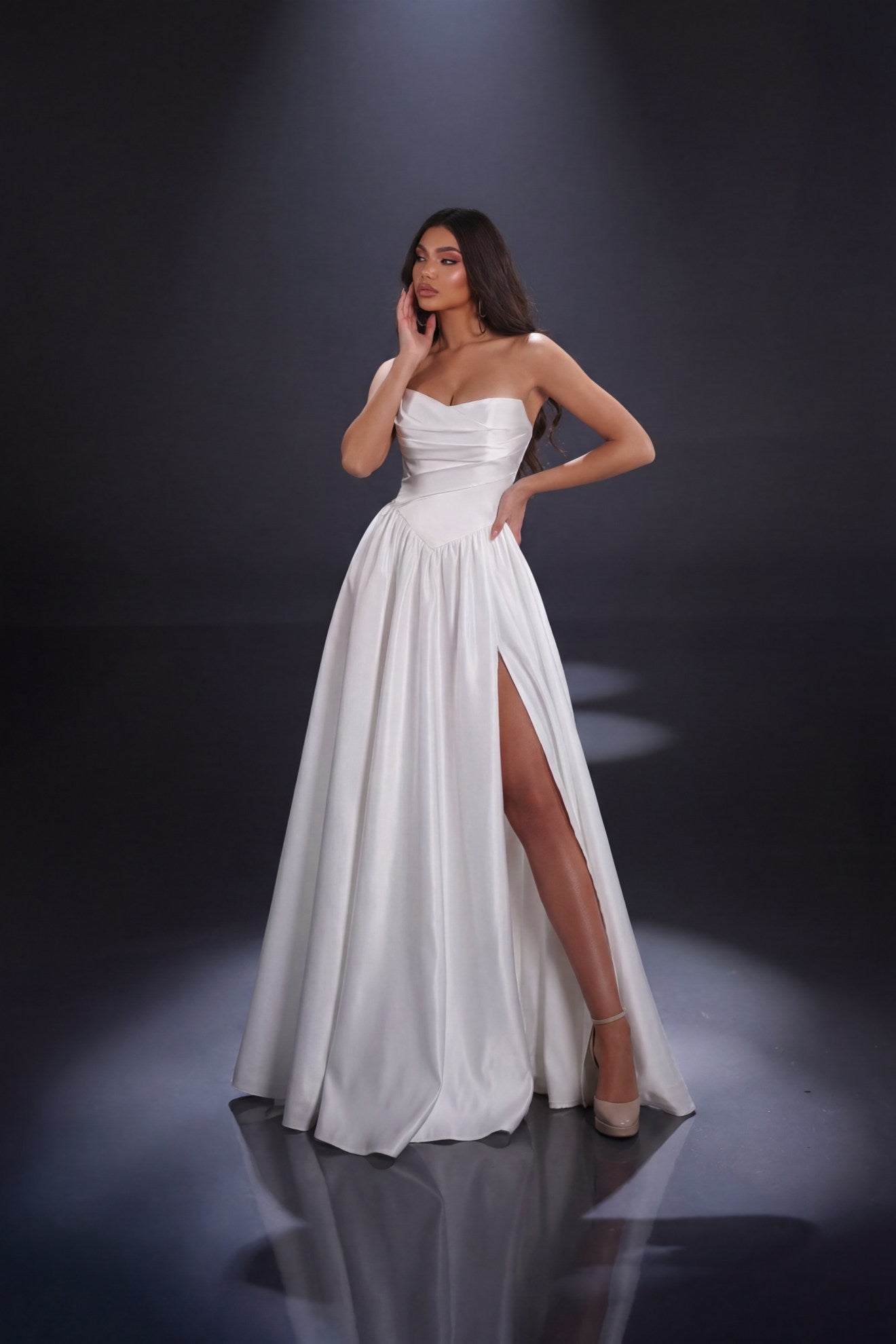 Nicoletta strapless mikado satin gala gown