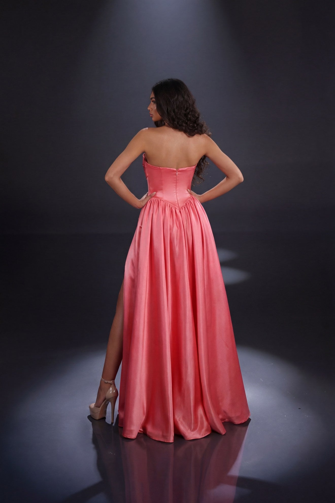 Nicoletta strapless mikado satin gala gown