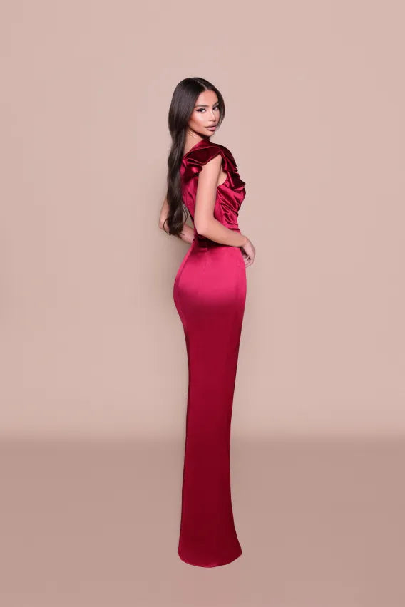 Nicoletta divine satin one shoulder gown