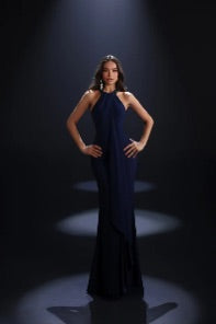 Nicoletta draped high neck embellish gown