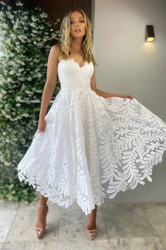 Jadore lace strapless full skirt cocktail  gown