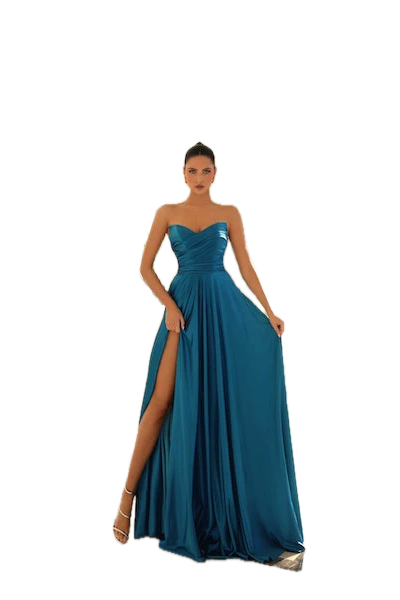 Nicoletta Gown                 Gloss-Jersey Ball Gown with Sweetheart Neckline and Side Split