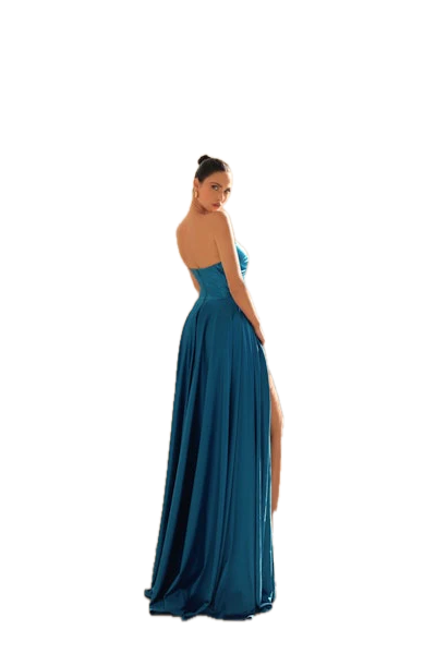 Nicoletta Gown                 Gloss-Jersey Ball Gown with Sweetheart Neckline and Side Split