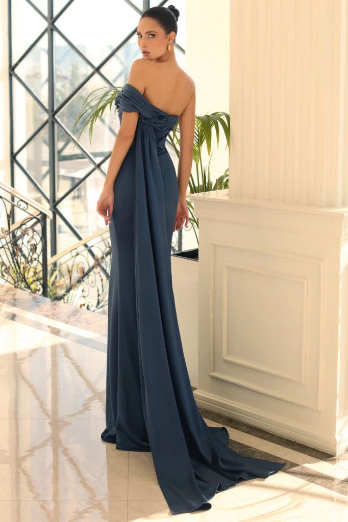 NICOLETTA wow gown dramatic - STEEL BLUE