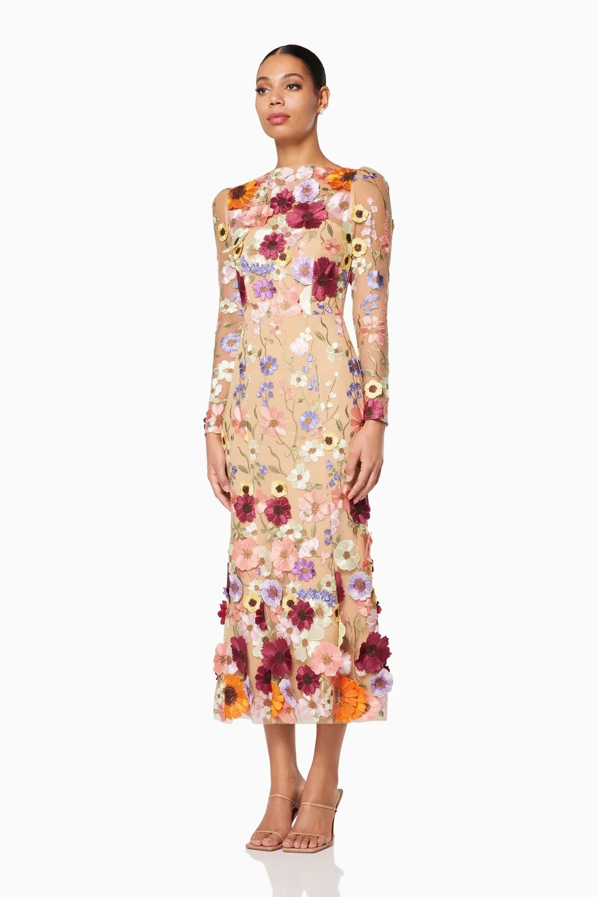ELLIATT Shannon Dress - Multi - Bread Boutique  - absolutely stunning, asymmetrical, dress, ELLIATT, GLAMOROUS, GORGEOUS, LACE, LONG SLEEVED, MULTI COLOURED, nude, SEXY, sleeved, SOFT, SOPHISTICATED, sophisticaterd, STUNNING, stylish, SUPERB, WAISTED - Darwin boutique - Darwin fashion