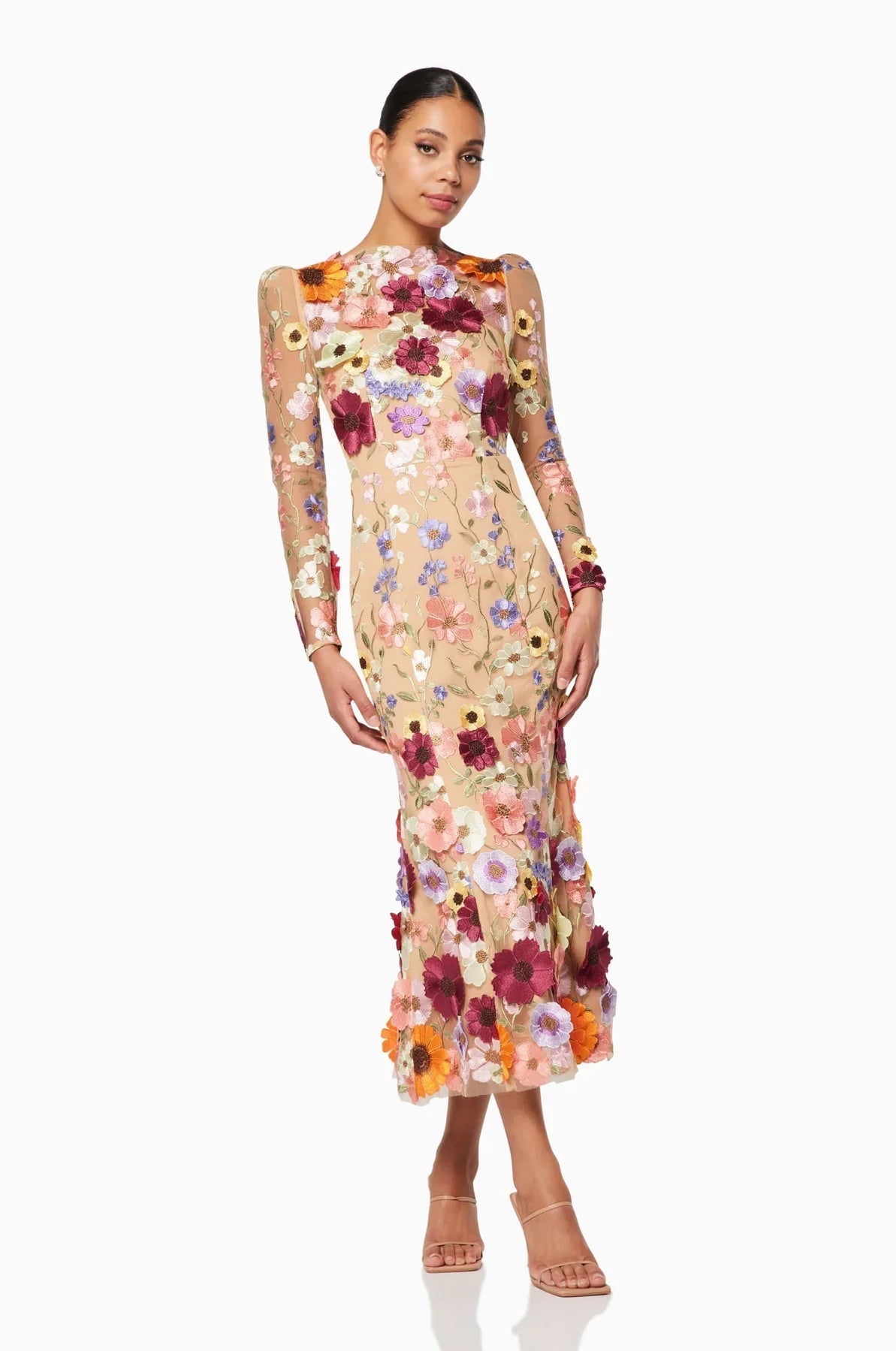 ELLIATT Shannon Dress - Multi - Bread Boutique  - absolutely stunning, asymmetrical, dress, ELLIATT, GLAMOROUS, GORGEOUS, LACE, LONG SLEEVED, MULTI COLOURED, nude, SEXY, sleeved, SOFT, SOPHISTICATED, sophisticaterd, STUNNING, stylish, SUPERB, WAISTED - Darwin boutique - Darwin fashion