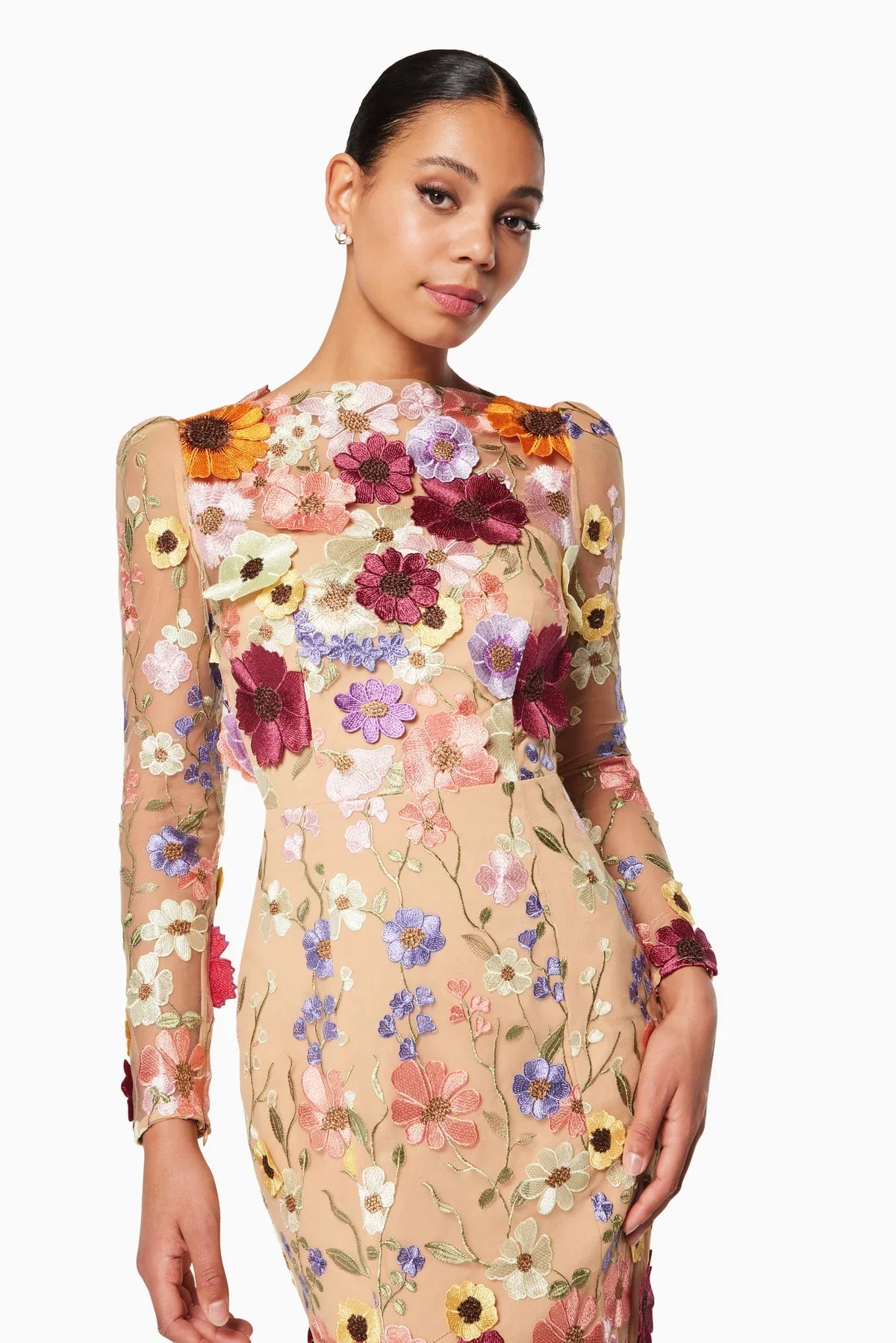 ELLIATT Shannon Dress - Multi - Bread Boutique  - absolutely stunning, asymmetrical, dress, ELLIATT, GLAMOROUS, GORGEOUS, LACE, LONG SLEEVED, MULTI COLOURED, nude, SEXY, sleeved, SOFT, SOPHISTICATED, sophisticaterd, STUNNING, stylish, SUPERB, WAISTED - Darwin boutique - Darwin fashion