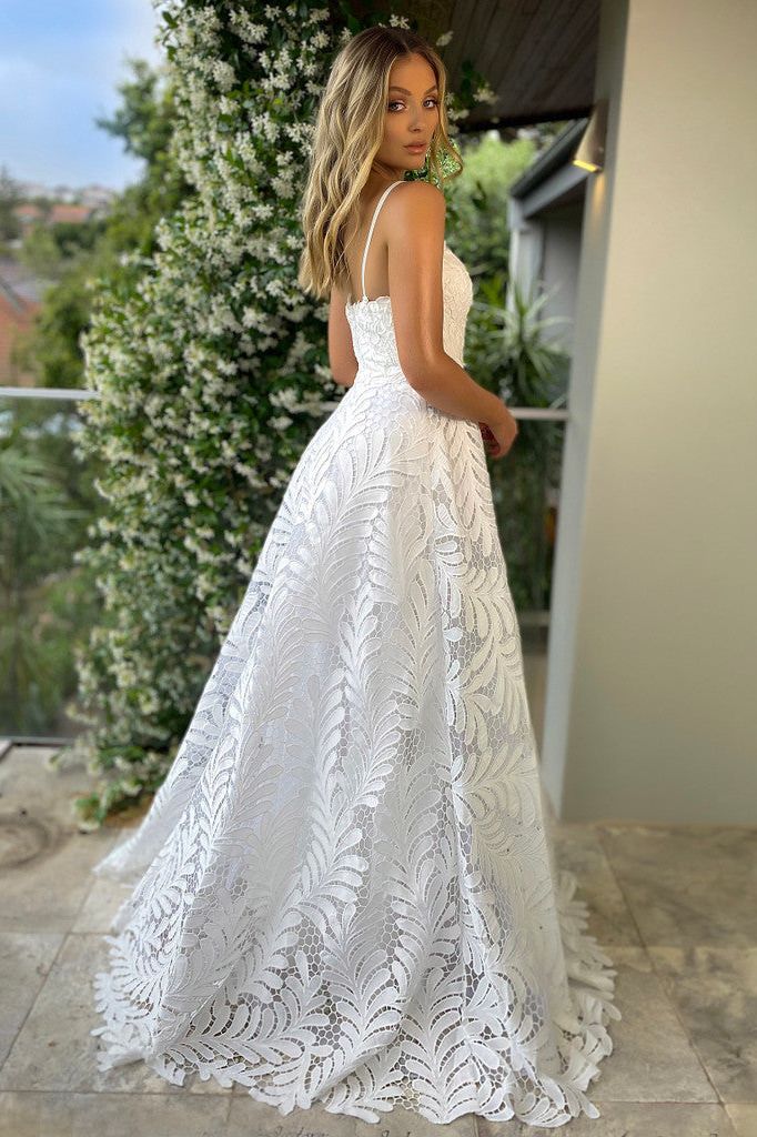 J'ADORE AUSTRALIA GOWN - IVORY - Bread Boutique  - asymmetrical, FULL SKIRT, GLAMOROUS, J'ADORE, JX5032, LACE, SEXY, silver, SOFT, SOPHISTICATED, STUNNING, sweetheart neckline, WAISTED, wedding, WHITE - Darwin boutique - Darwin fashion