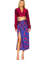 SABINA MUSAYEV LUELLA SKIRT- BLUE PRINT - Bread Boutique  - absolutely stunning, asymmetrical, floral, GLAMOROUS, GORGEOUS, midi, printedfloral, SABINA MUSAYEV, SEXY, skirt, SOFT, SOPHISTICATED, STUNNING, SUPERB, WAISTED - Darwin boutique - Darwin fashion