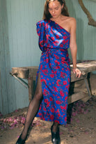 SABINA MUSAYEV LUELLA SKIRT- BLUE PRINT - Bread Boutique  - absolutely stunning, asymmetrical, floral, GLAMOROUS, GORGEOUS, midi, printedfloral, SABINA MUSAYEV, SEXY, skirt, SOFT, SOPHISTICATED, STUNNING, SUPERB, WAISTED - Darwin boutique - Darwin fashion