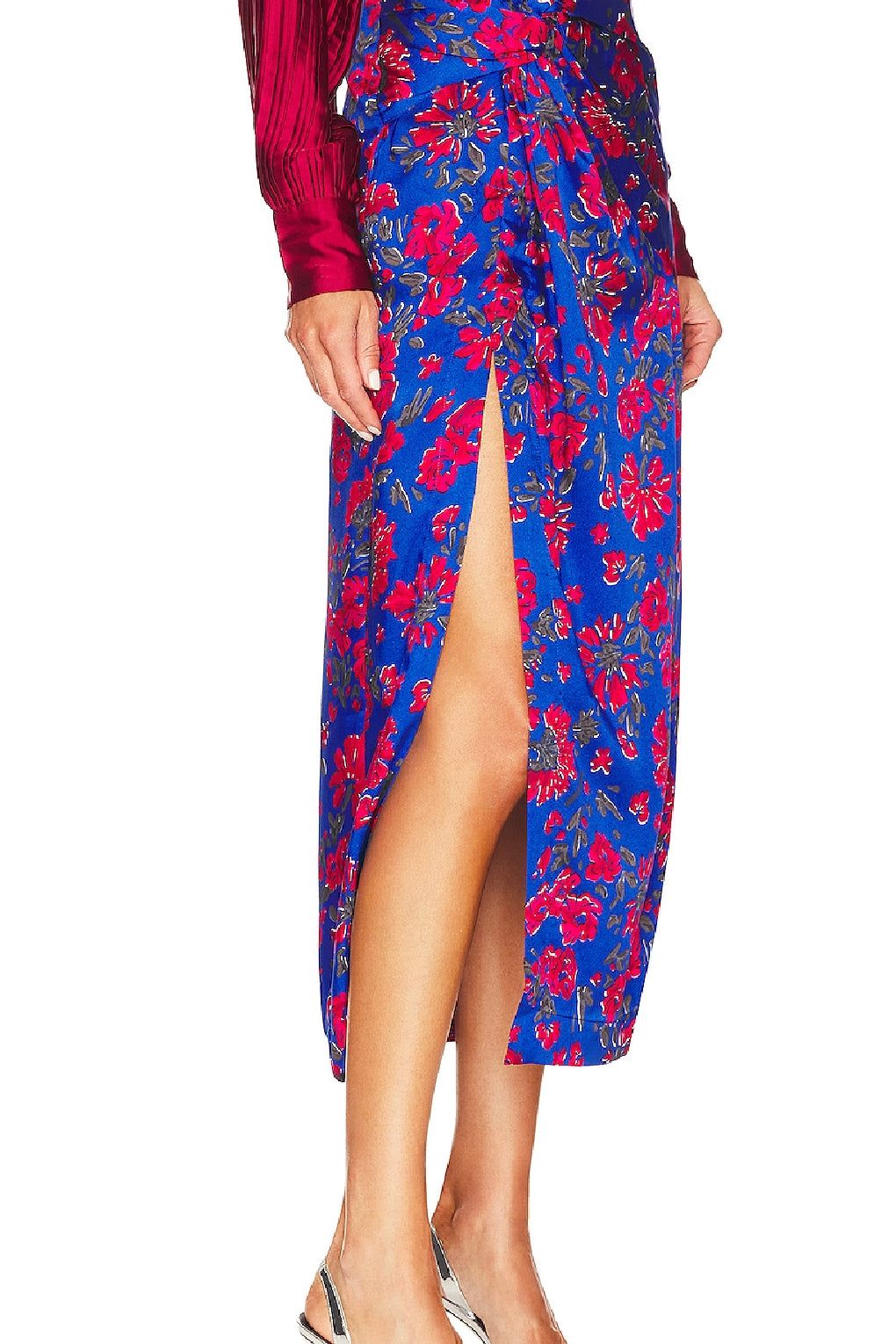 SABINA MUSAYEV LUELLA SKIRT- BLUE PRINT - Bread Boutique  - absolutely stunning, asymmetrical, floral, GLAMOROUS, GORGEOUS, midi, printedfloral, SABINA MUSAYEV, SEXY, skirt, SOFT, SOPHISTICATED, STUNNING, SUPERB, WAISTED - Darwin boutique - Darwin fashion