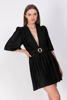 SABINA MUSAYEV PRIMEROSE DRESS - BLACK - Bread Boutique  - asymmetrical, black, dress, GLAMOROUS, GORGEOUS, puffed sleeve, SABINA MUSAYEV, SEXY, sleeved, SOFT, SOPHISTICATED, STUNNING, stylish, SUPERB, WAISTED - Darwin boutique - Darwin fashion