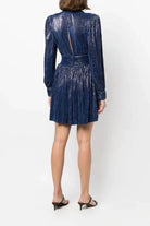 SABINA MUSAYEV PIPA DRESS - Bread Boutique  - asymmetrical, BLUE, dress, GLAMOROUS, GORGEOUS, LONG SLEEVED, polyester, SABINA MUSAYEV, SEXY, SHIMMER, SHIMMERING, shiny, SOFT, SOPHISTICATED, STRETCHY, STUNNING, SUPERB, WAISTED - Darwin boutique - Darwin fashion