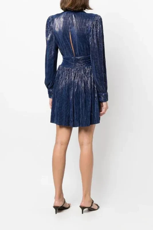 SABINA MUSAYEV PIPA DRESS - Bread Boutique  - asymmetrical, BLUE, dress, GLAMOROUS, GORGEOUS, LONG SLEEVED, polyester, SABINA MUSAYEV, SEXY, SHIMMER, SHIMMERING, shiny, SOFT, SOPHISTICATED, STRETCHY, STUNNING, SUPERB, WAISTED - Darwin boutique - Darwin fashion