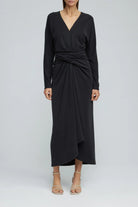 ACLER CARLINGFORD DRESS - Bread Boutique  - asymmetrical, charcoal, dress, flowy, GLAMOROUS, LONG SLEEVED, loose fit, pleated, SEXY, shiny, SOFT, SOPHISTICATED, STRETCHY, STUNNING, WAISTED - Darwin boutique - Darwin fashion